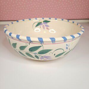 Large Ceramic Hand Painted Bowl, Signed - 12" Diameter